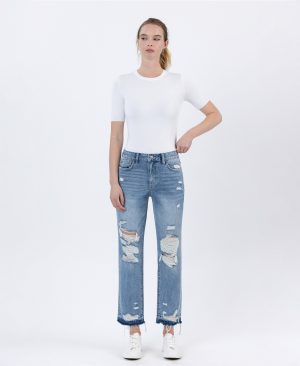 Loveland – Destroyed High Rise Crop Straight Jeans