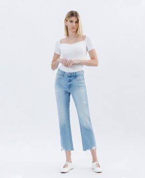 Angie – High Rise Rigid Crop Straight Jeans