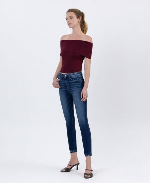 Catch the Breeze – High Rise Forward Outseam Crop Skinny Jeans