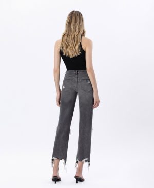 Saltwater – Super High Rise Distressed Straight Ankle Jeans