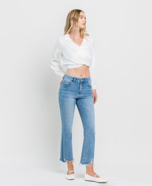 Light Bright – High Rise Seamless Waistband Kick Flare Jeans