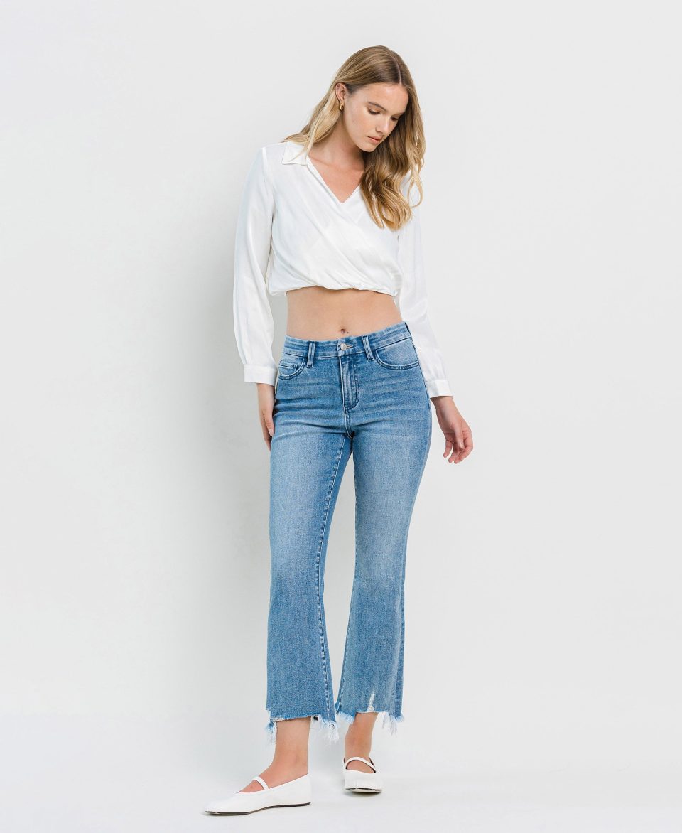 Light Bright - High Rise Seamless Waistband Kick Flare Jeans