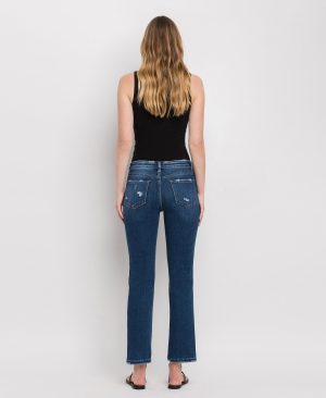 Wax Plant – Mid Rise Ankle Slim Straight Jeans