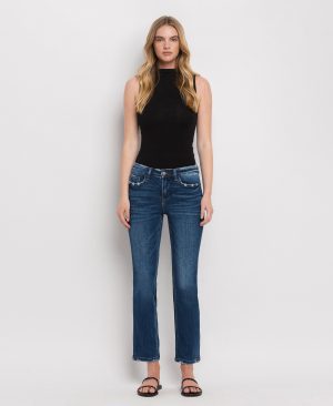 Wax Plant – Mid Rise Ankle Slim Straight Jeans
