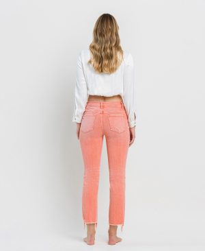 Lantana – High Rise Distressed Hem Crop Slim Straight Jeans