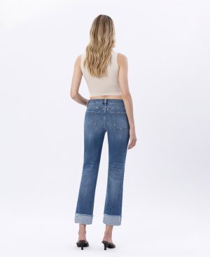 Sensible – High Rise Cuffed Straight Jeans