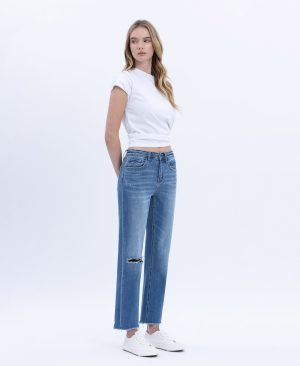 Tranquility – Mid Rise Crop Straight Jeans