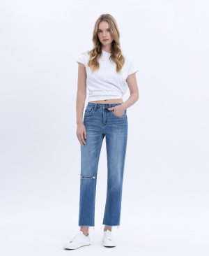 Tranquility – Mid Rise Crop Straight Jeans