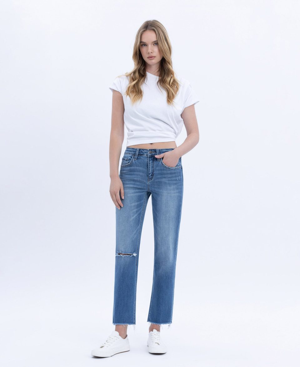 Tranquility - Mid Rise Crop Straight Jeans