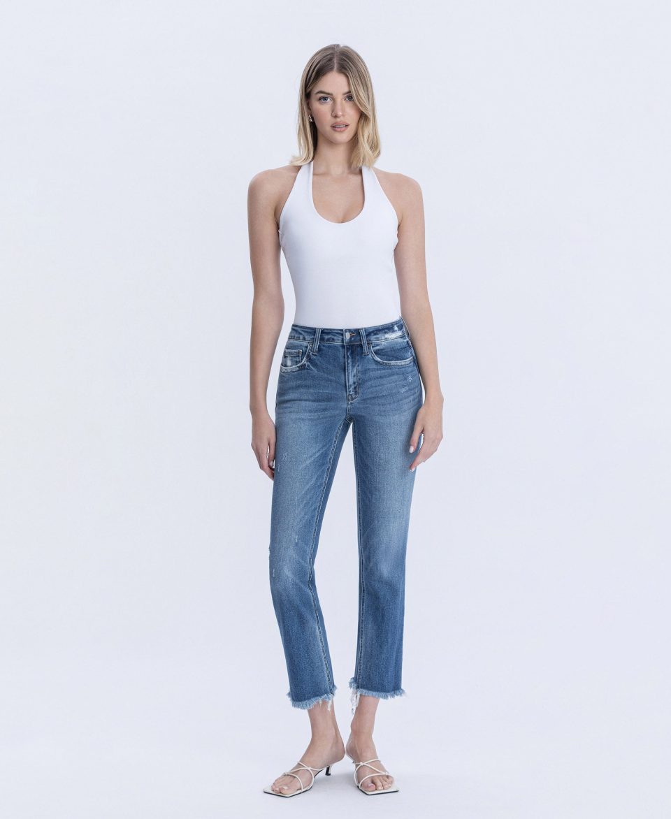 Congenial - Mid Rise Crop Slim Straight Jeans