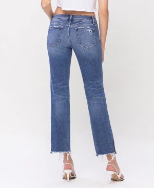 Novelty – Low Rise Distressed Split Hem Straight Jeans