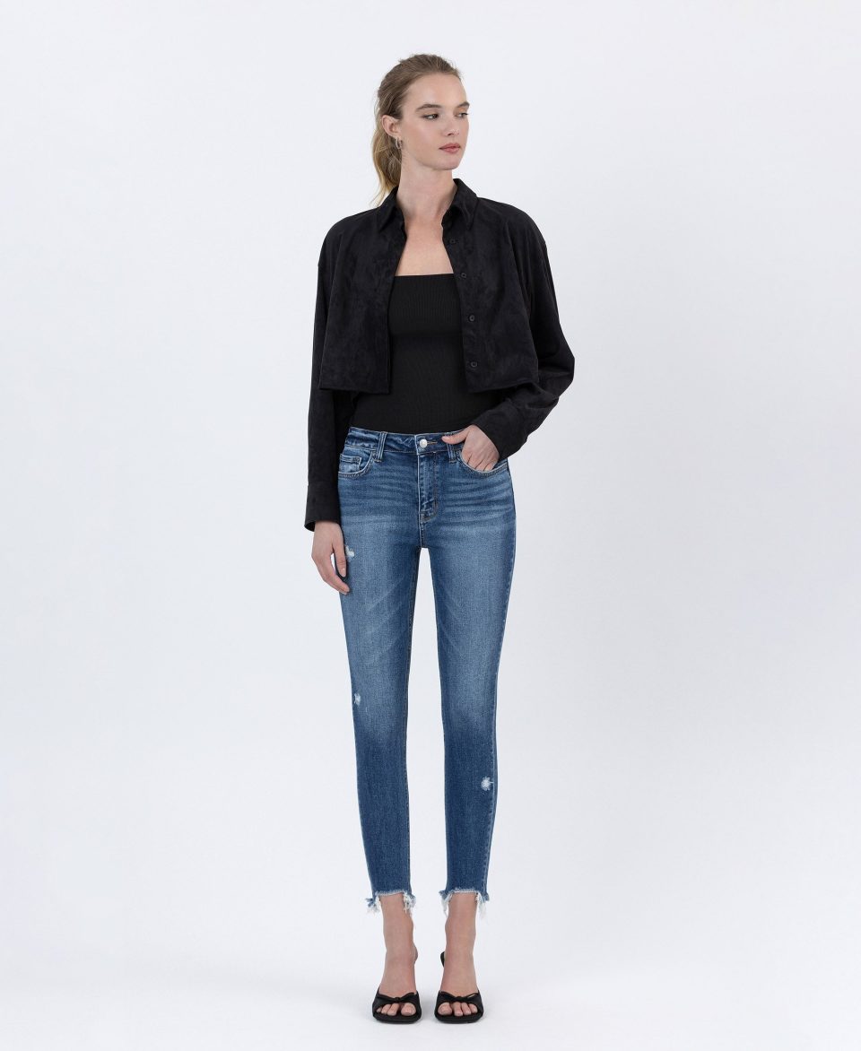 Counter Attack - High Rise Crop Skinny Jeans