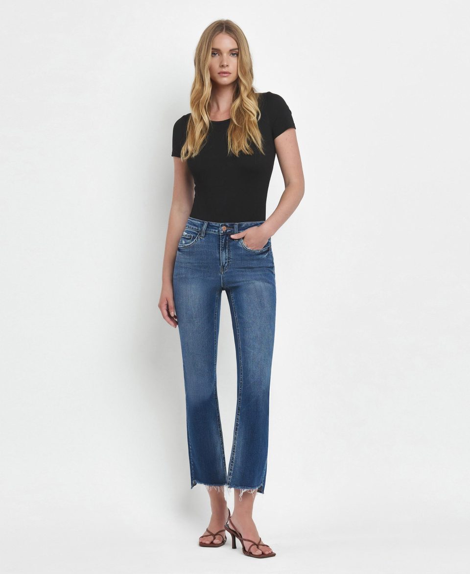 Ingenuity - High Rise Step Hem Cropped Flare Jeans