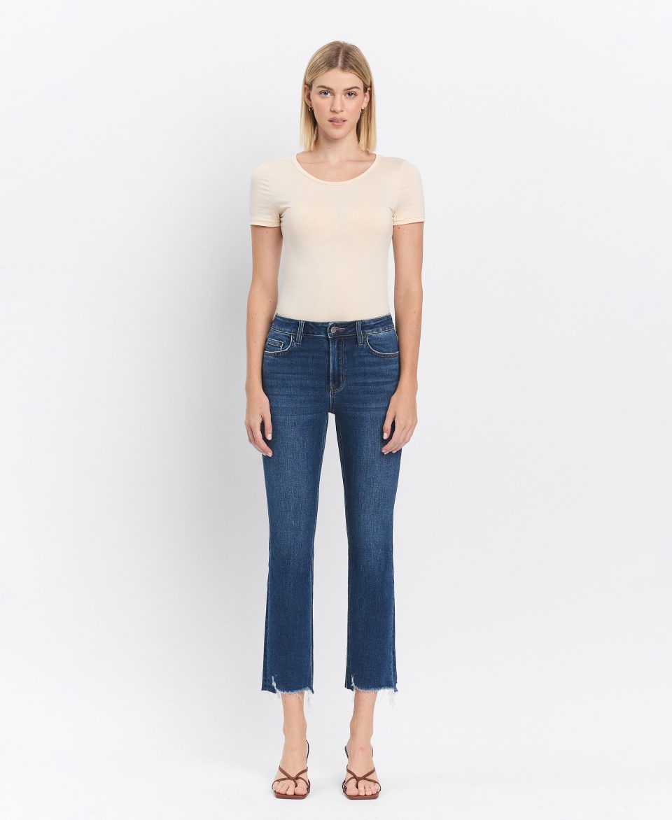 Effusive - High Rise Crop Slim Straight Jeans