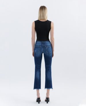 Stunned – Low Rise Raw Hem Crop Slim Straight Jeans