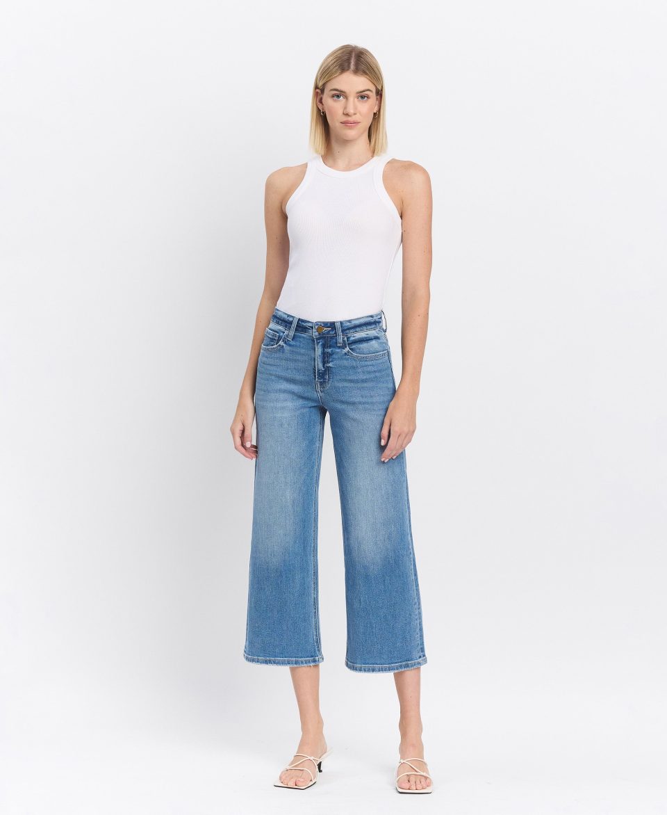 Beckoned - High Rise Crop Wide Leg Jeans