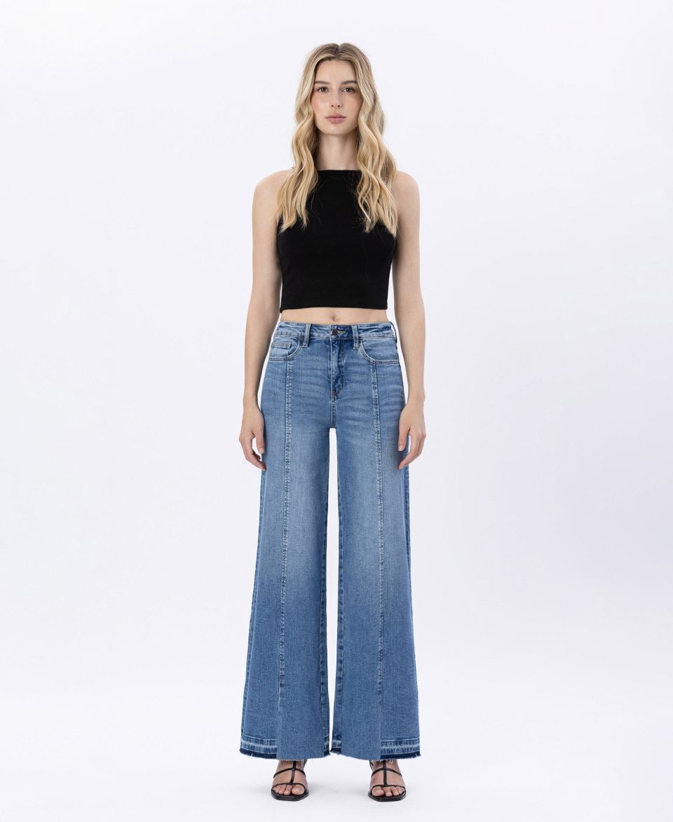 Resolute - Super High Rise Split Seam Wide Leg Jeans