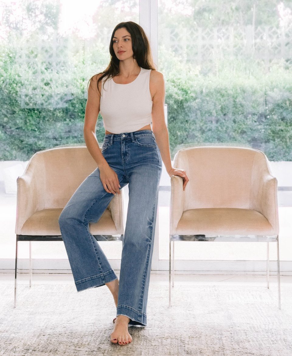 Permissible - High Rise Trouser Hem Wide Leg Jeans