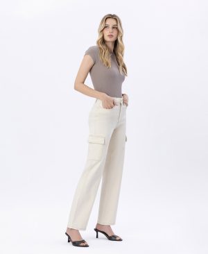 Ecru – 90’s Super High Rise Cargo Dad Jeans