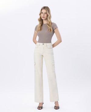 Ecru – 90’s Super High Rise Cargo Dad Jeans