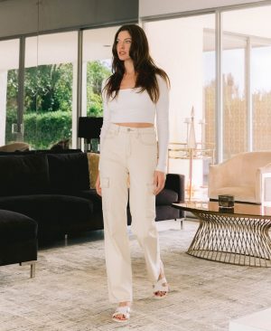 Ecru – 90’s Super High Rise Cargo Dad Jeans