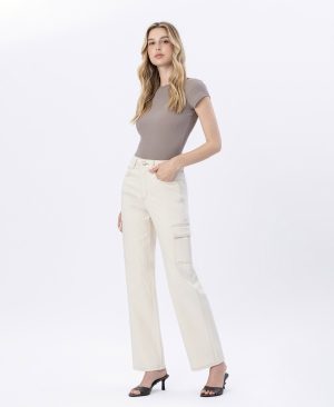 Ecru – 90’s Super High Rise Cargo Dad Jeans