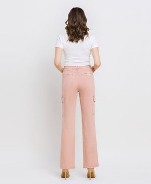 Misty Rose – 90’s Super High Rise Cargo Slim Wide Jeans
