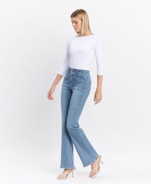Guiltless – High Rise Front Pocket W Dart Detail Flare Jeans