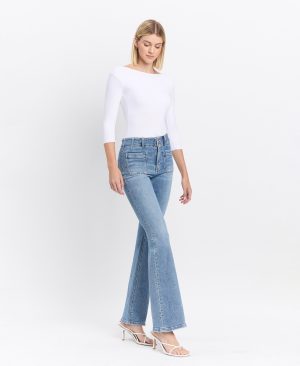 Guiltless – High Rise Front Pocket W Dart Detail Flare Jeans