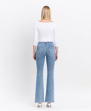 Guiltless – High Rise Front Pocket W Dart Detail Flare Jeans