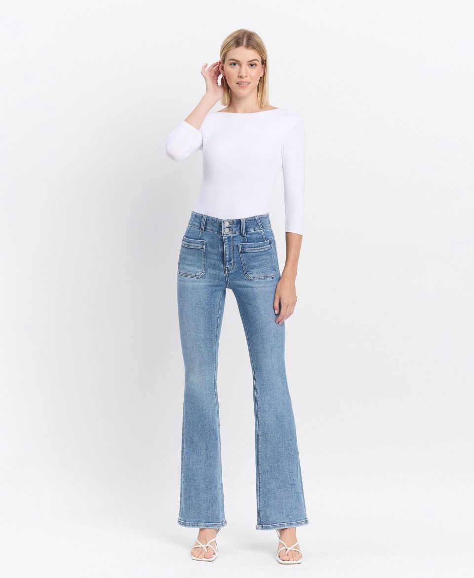 Guiltless - High Rise Front Pocket W Dart Detail Flare Jeans