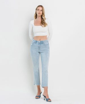 Parade – High Rise Slant Raw Hem Crop Flare Jeans