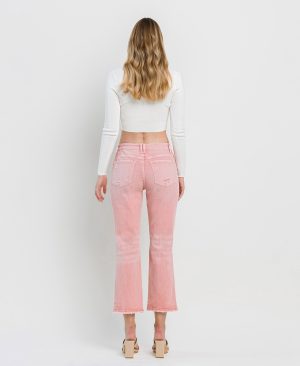 Bridal Rose – High Rise Crossover Crop Straight Jeans