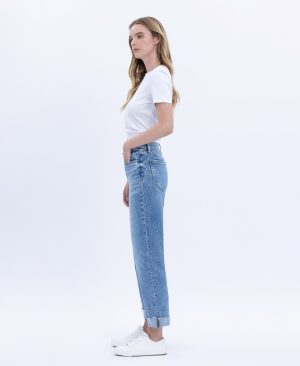 Delectable – High Rise Single Cuffed Crop Straight Jeans
