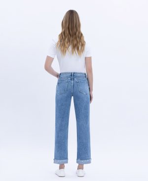 Delectable – High Rise Single Cuffed Crop Straight Jeans