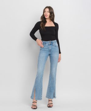 Amenity – High Rise Split Hem Flare Jeans