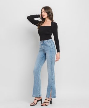 Amenity – High Rise Split Hem Flare Jeans