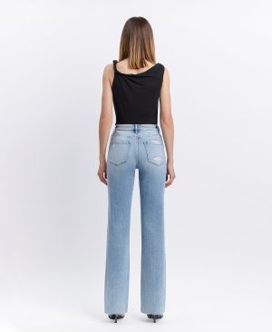 Dexterity – High Rise Distressed Slim Wide Leg Jeans