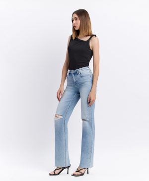 Dexterity – High Rise Distressed Slim Wide Leg Jeans