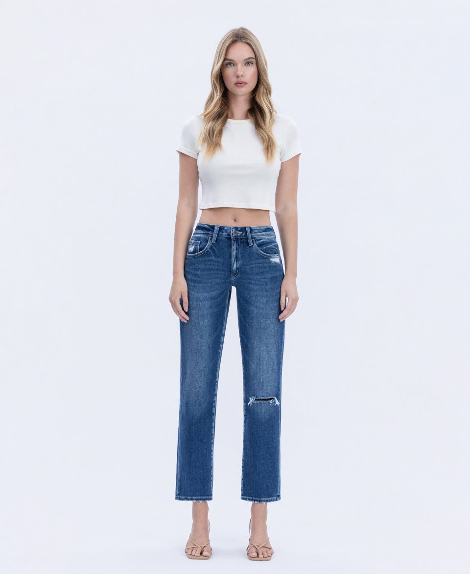 Accumulate - High Rise Ankle Straight Jeans