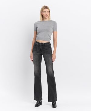 Regenerate – High Rise Patch Pocket Flare Jeans