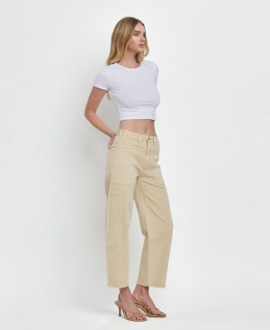Vintage Beige – Super High Rise Barrel Jeans