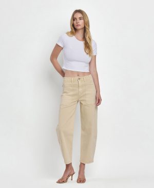 Vintage Beige – Super High Rise Barrel Jeans