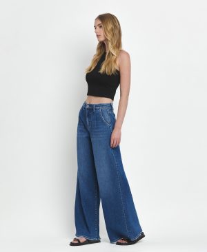Arosa – Super High Rise Pleated Wide Leg Jeans