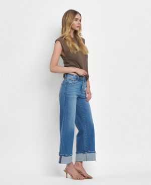 Moorland – High Rise Cuffed Wide Leg Jeans