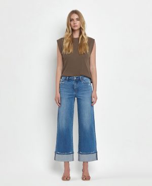 Moorland – High Rise Cuffed Wide Leg Jeans