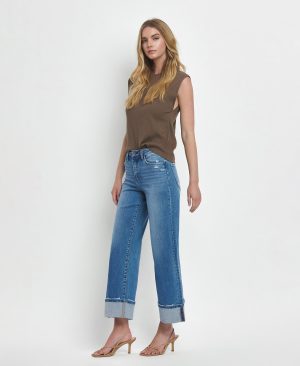 Moorland – High Rise Cuffed Wide Leg Jeans