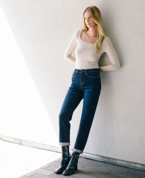 Time Away – High Rise Cuffed Crop Straight Jeans