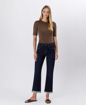 Time Away – High Rise Cuffed Crop Straight Jeans