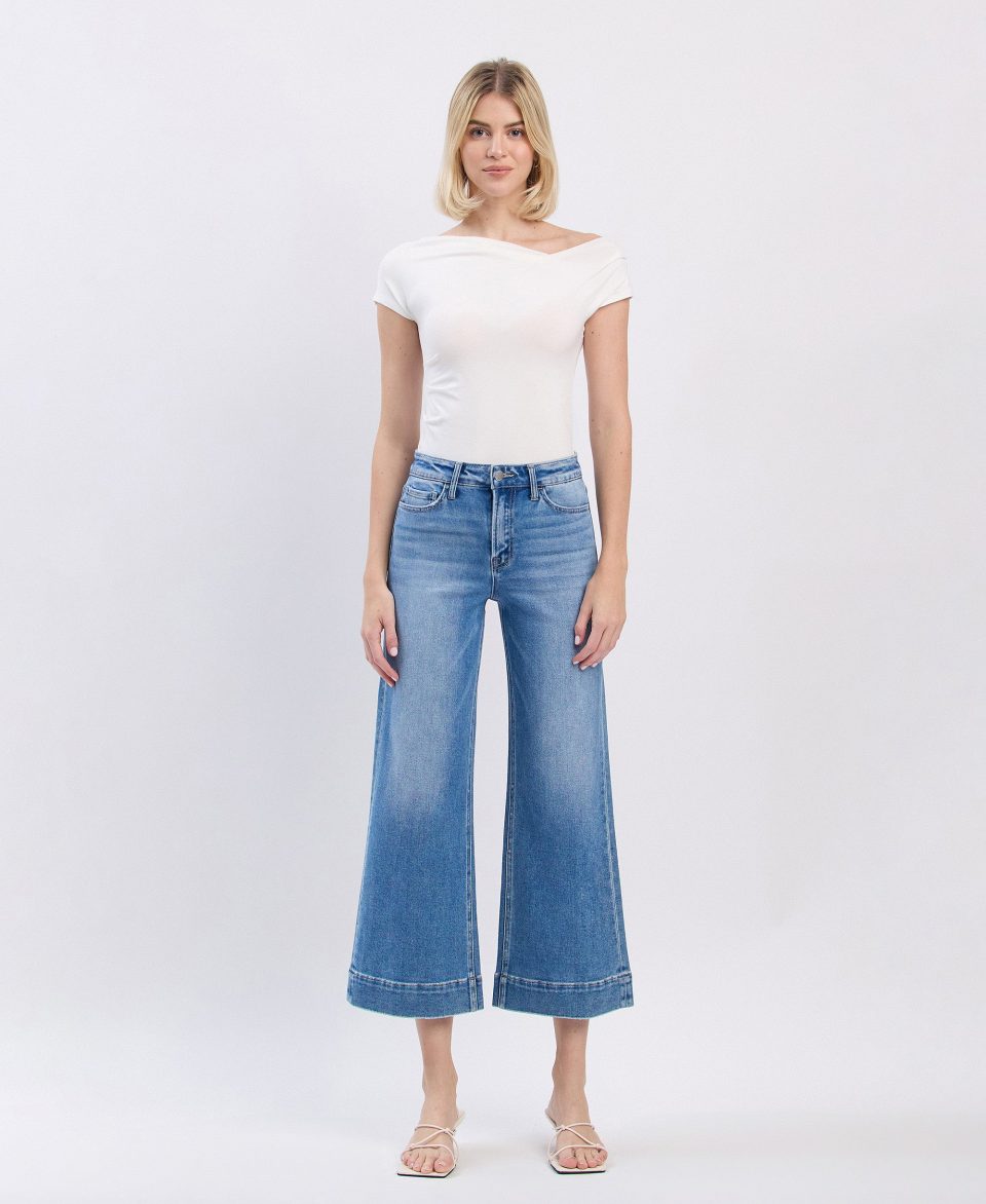 Onsite - High Rise Crop Wide Leg Jeans